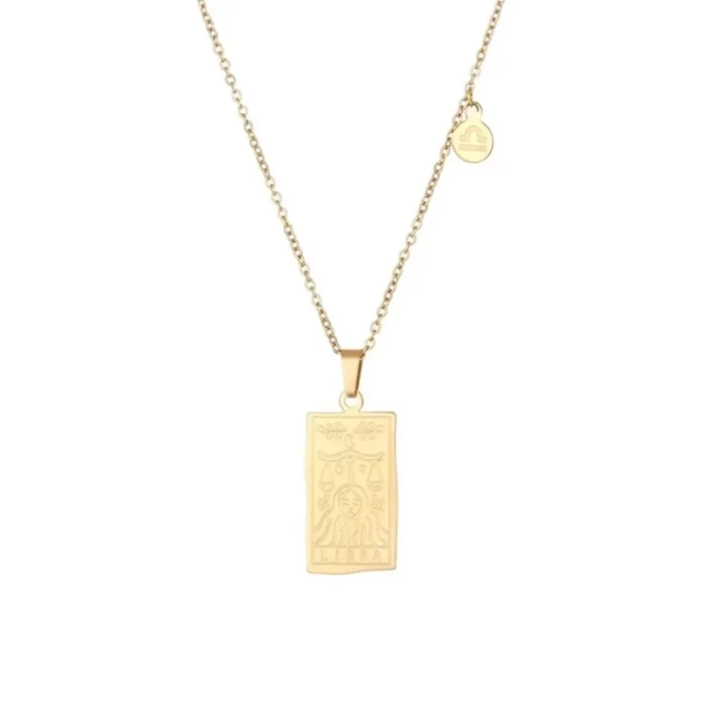Libra Zodiac Horoscope Sign Tarot Gold Plated Pendant Necklace